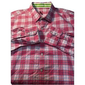 Robert Graham X Shirt Mens XL Red White Blue Button Up Long Sleeve Flip Cuff